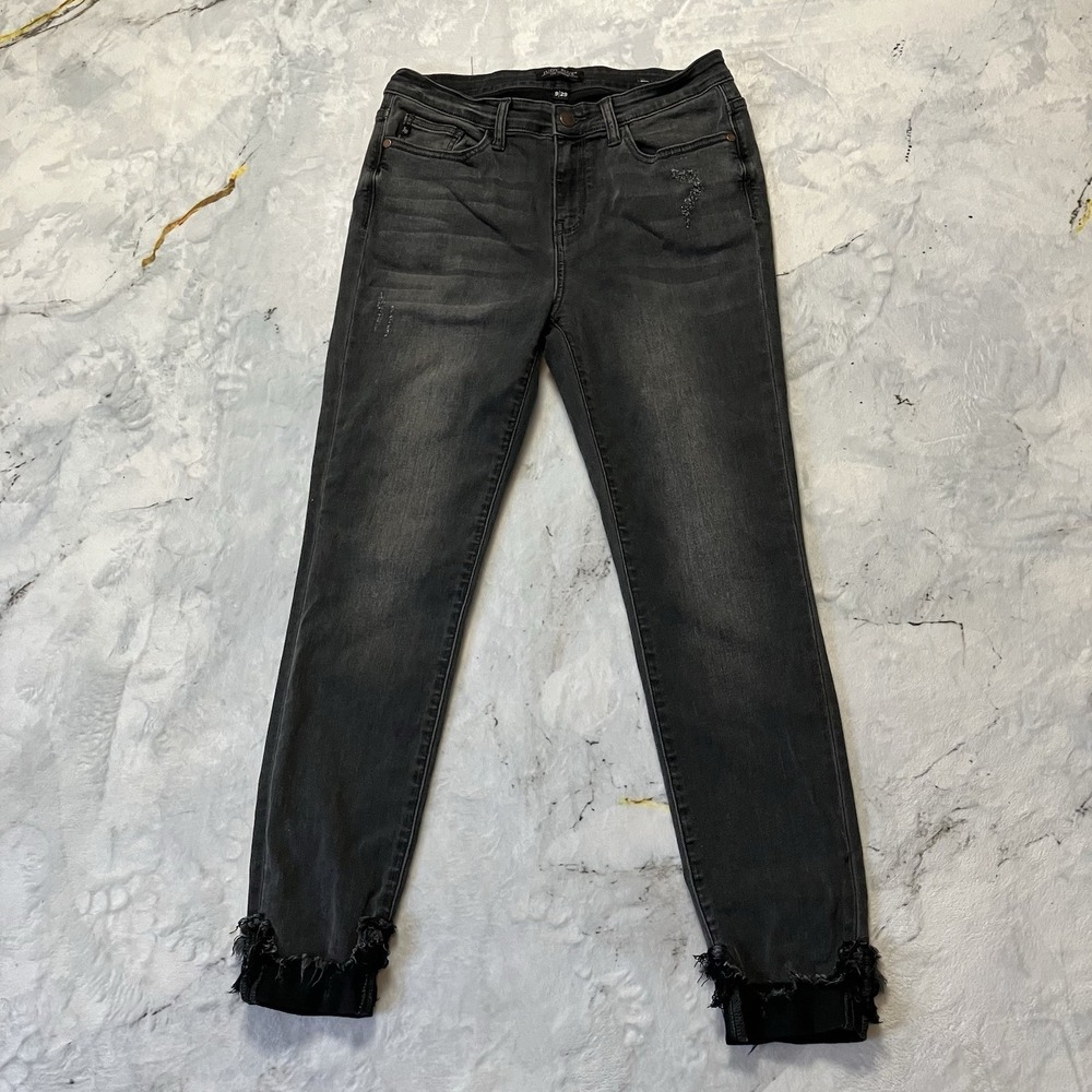 Judy Blue Jeans Womens Size 9/29 Dark Gray Skinny Leg Cuffed Mid Rise
